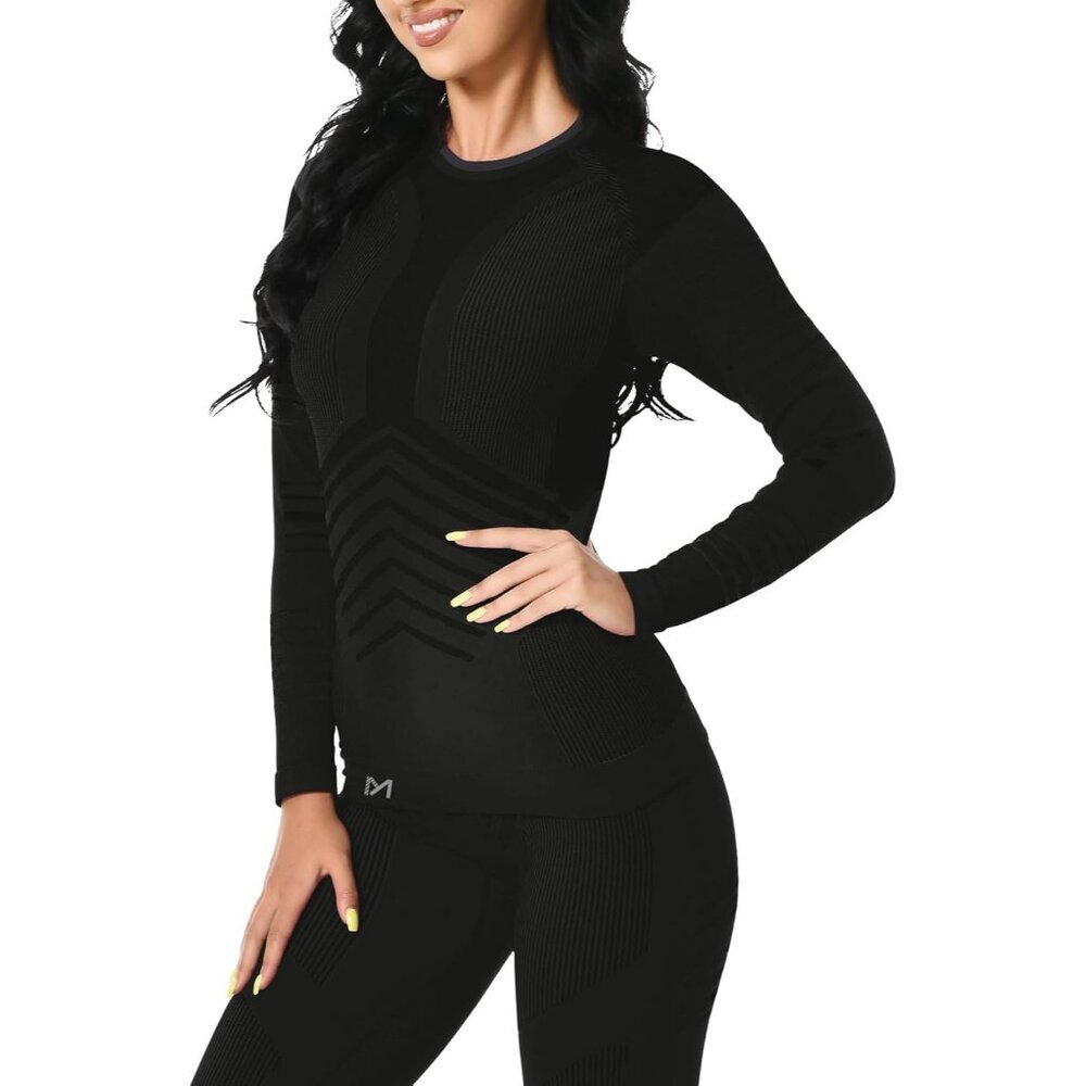 Women's Thermal Underwear Set Fleece Lined Long Johns For Winter Outdoor Skiing